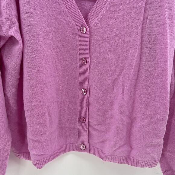 C by Bloomingdale's 100% Cashmere V-neck Cardigan - Rose Quartz - L - NWT - Picture 3 of 6